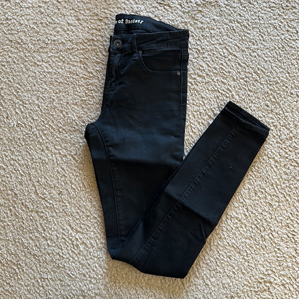 Black Skinny Jeans with Knee Slit